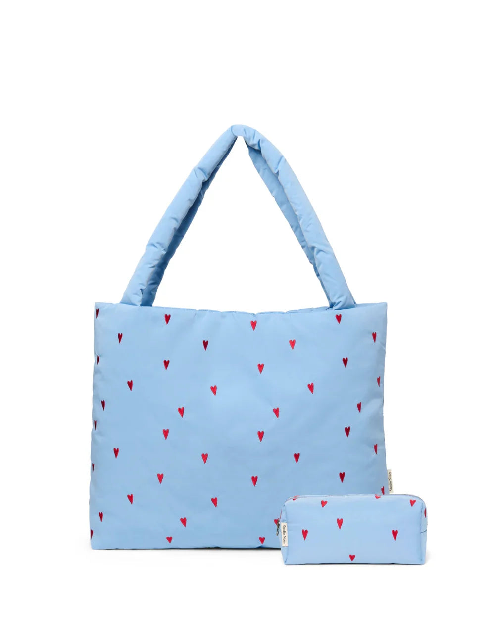 Lichtblauwe hartjes klassieke 'puffy' cadeauset