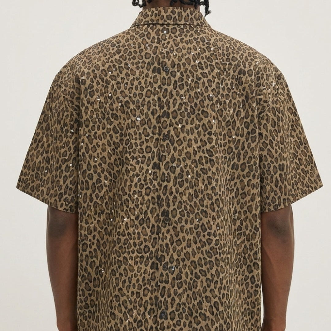 VYBES Leopard Short Sleeve Shirt