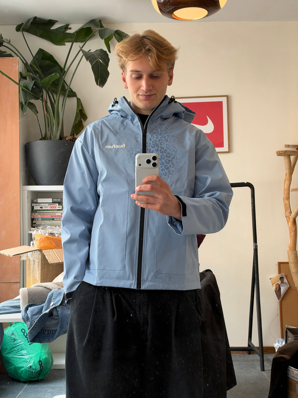 Water Reactive Cheetah Rain Jacket - Blue