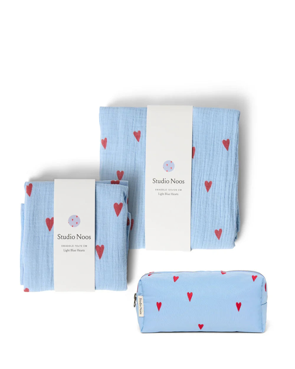 Geschenkset für Neugeborene – Hellblaue Herzen