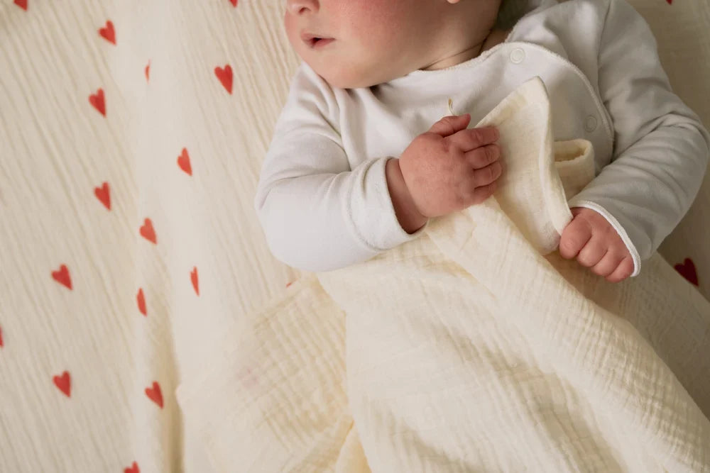 Beige Hearts Swaddle Print Medium