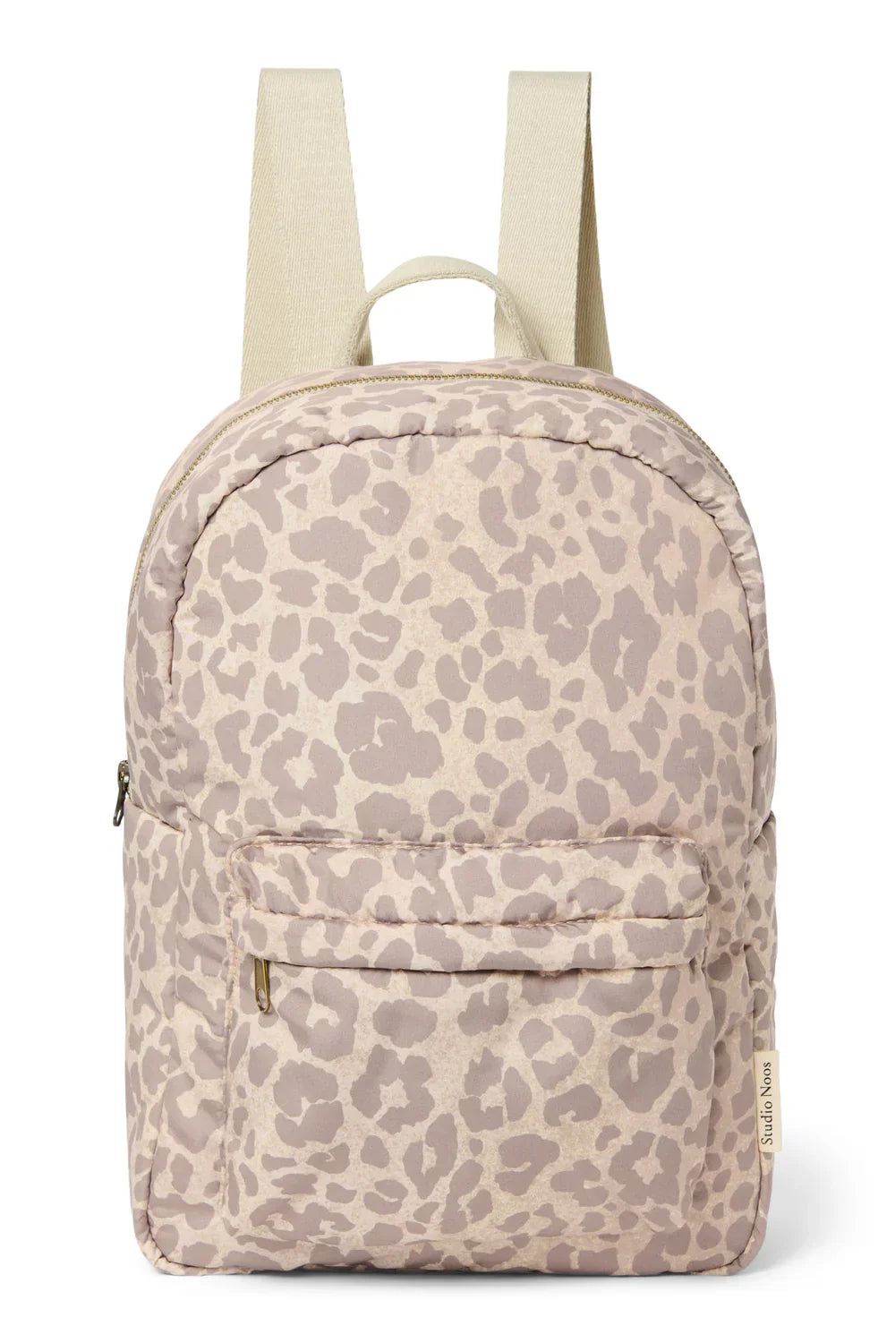 Beige luipaardprint gewatteerde midirugzak