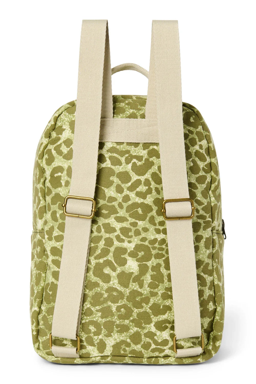 Groene katoenen midi-rugzak met luipaardprint