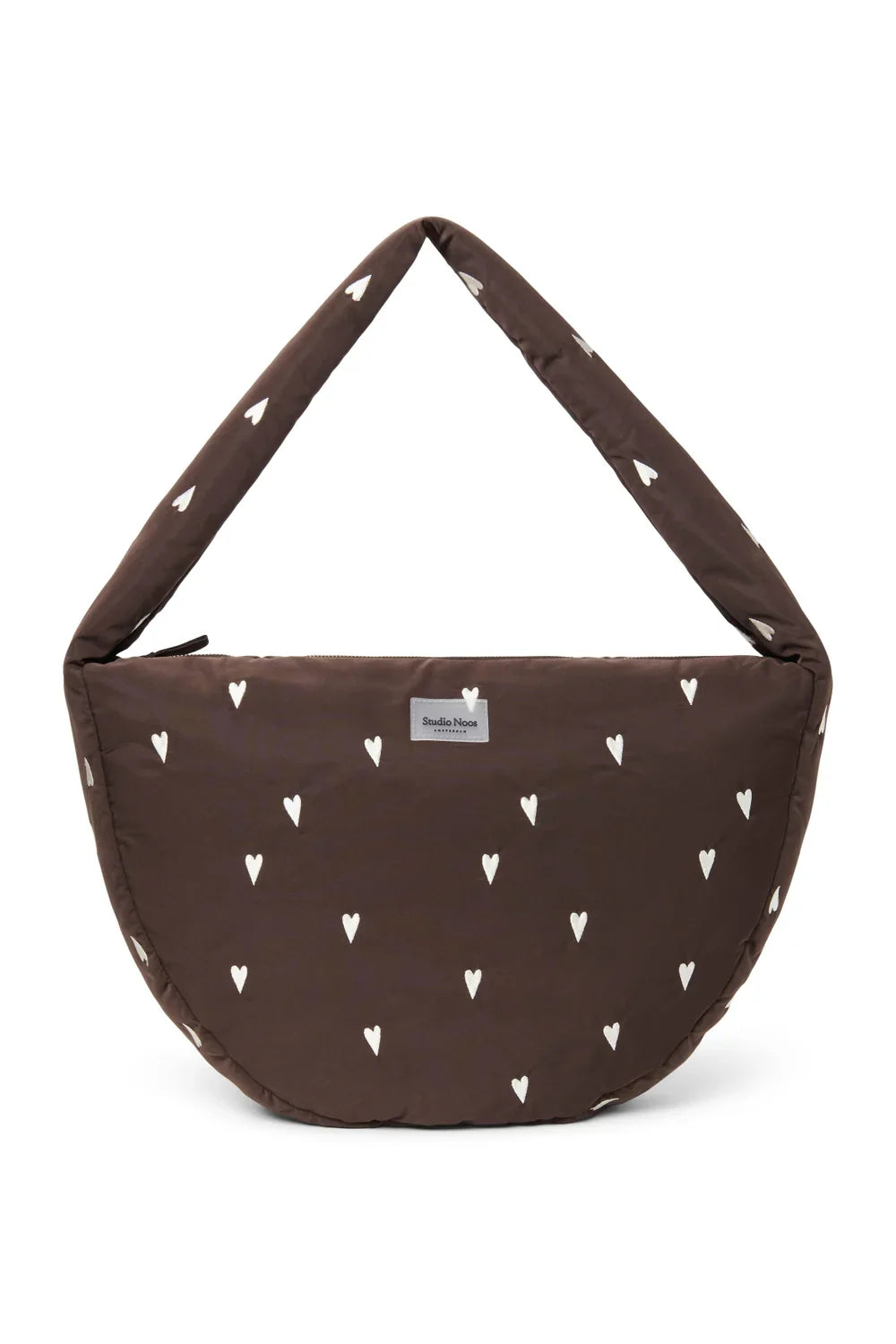 Brown Hearts Puffy Cross Body Bag