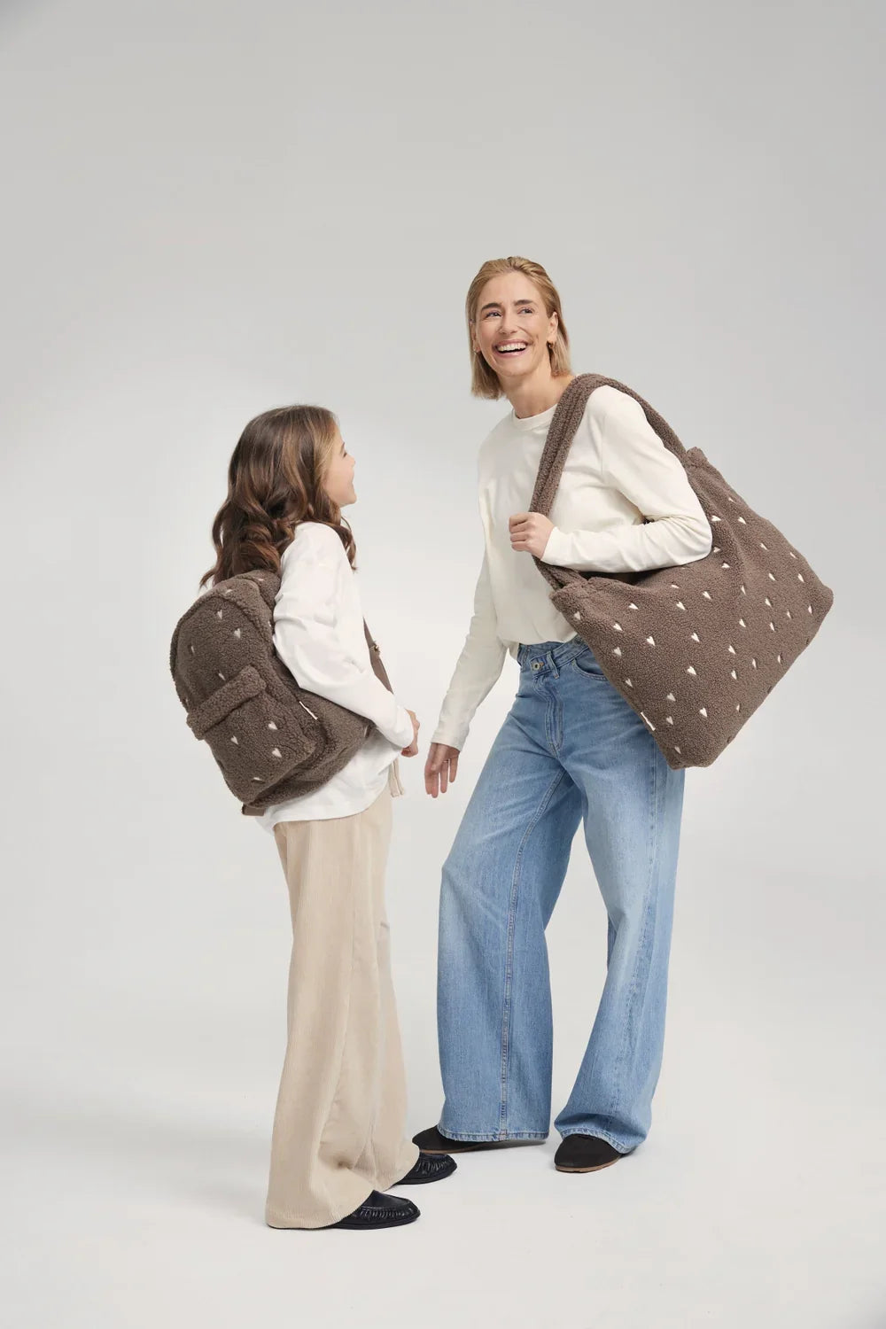 Bruine harten teddy mom bag