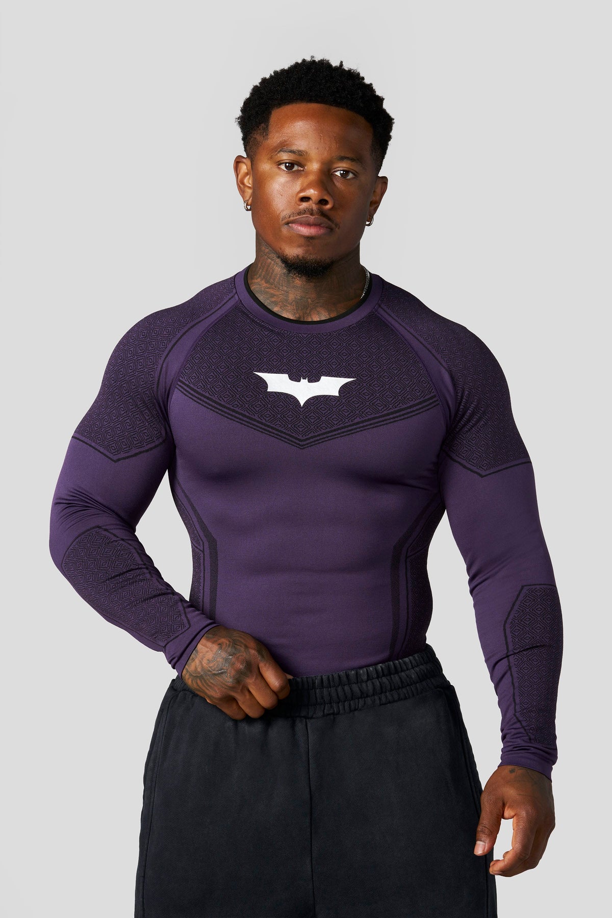 8004 - Batman T-shirts de compression à manches longues - Édition limitée violette - UNIQUEMENT SUR L'APPLICATION