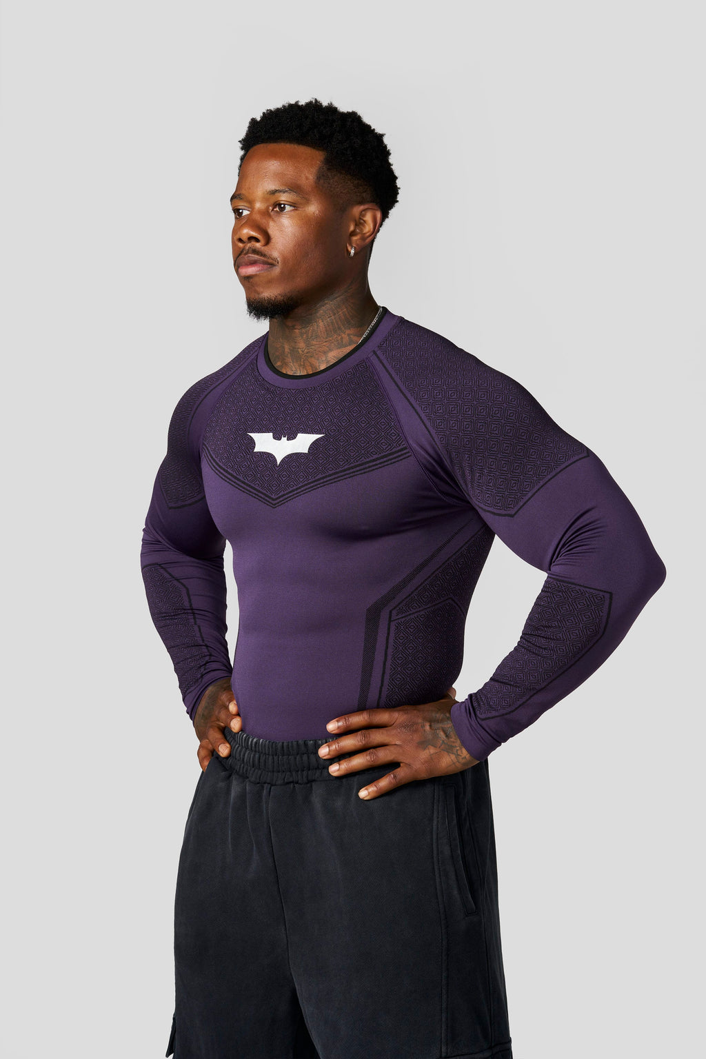 8004 - Batman T-shirts de compression à manches longues - Édition limitée violette - UNIQUEMENT SUR L'APPLICATION