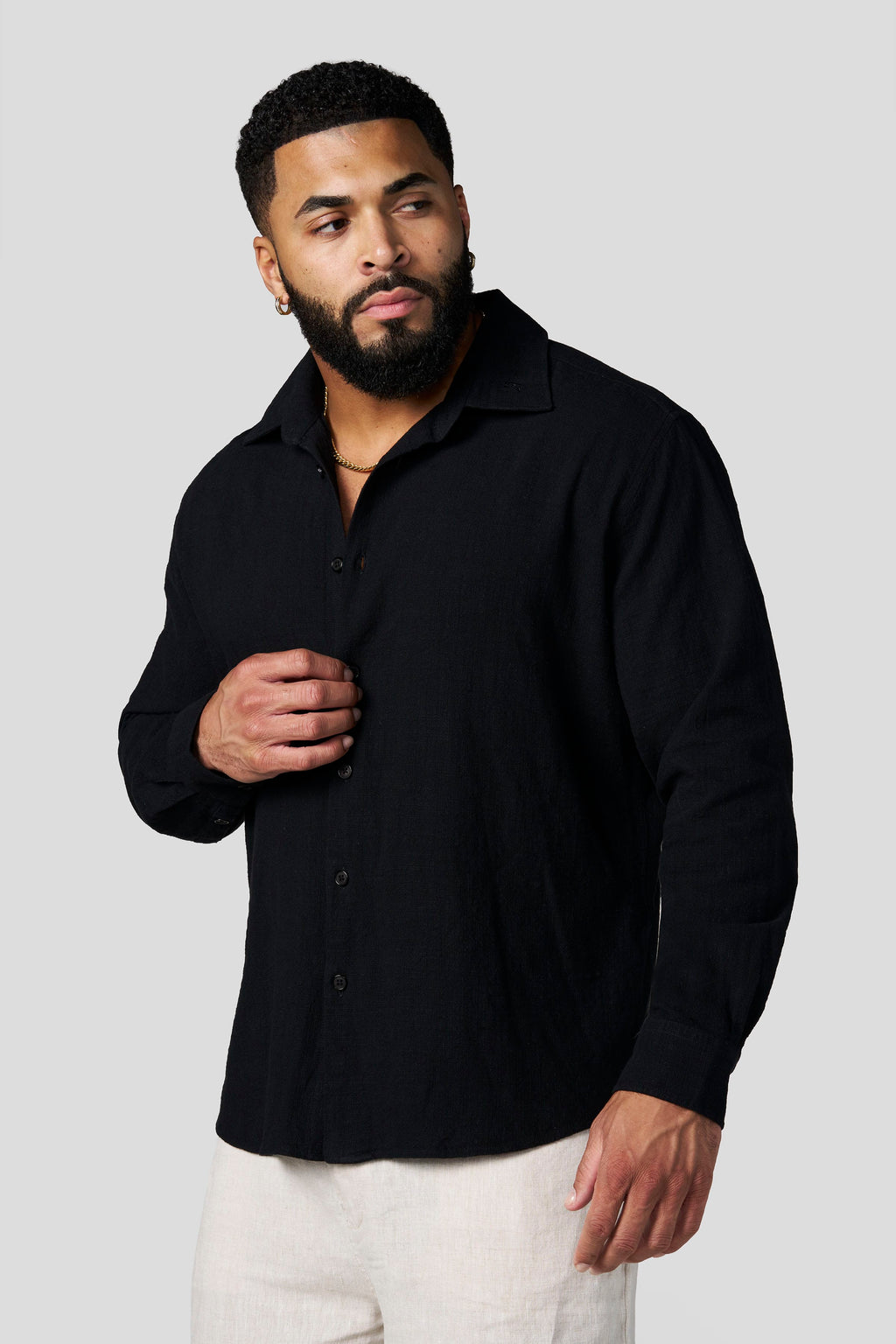 8095 - Chemises boutonnées en coton et lin