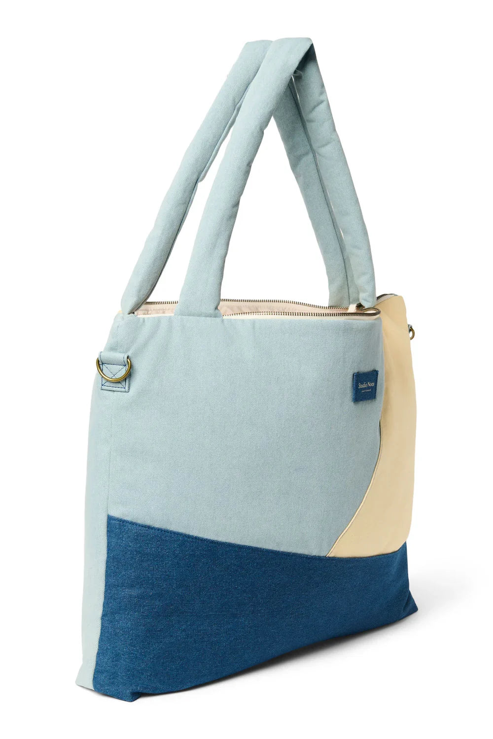 Denim-Patchwork-Wickeltasche