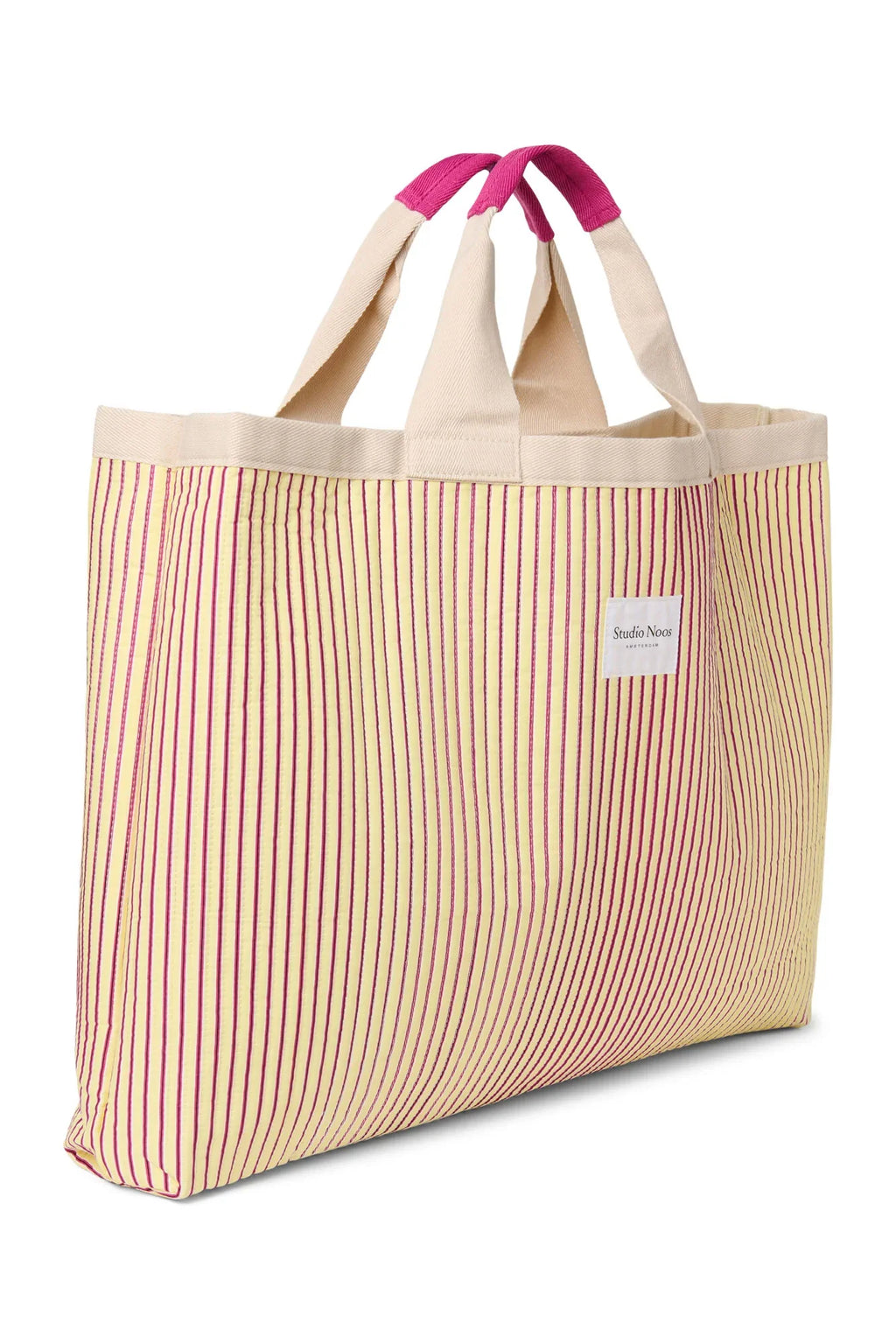 Popeline Gestreifte Strandtasche | Buttergelb