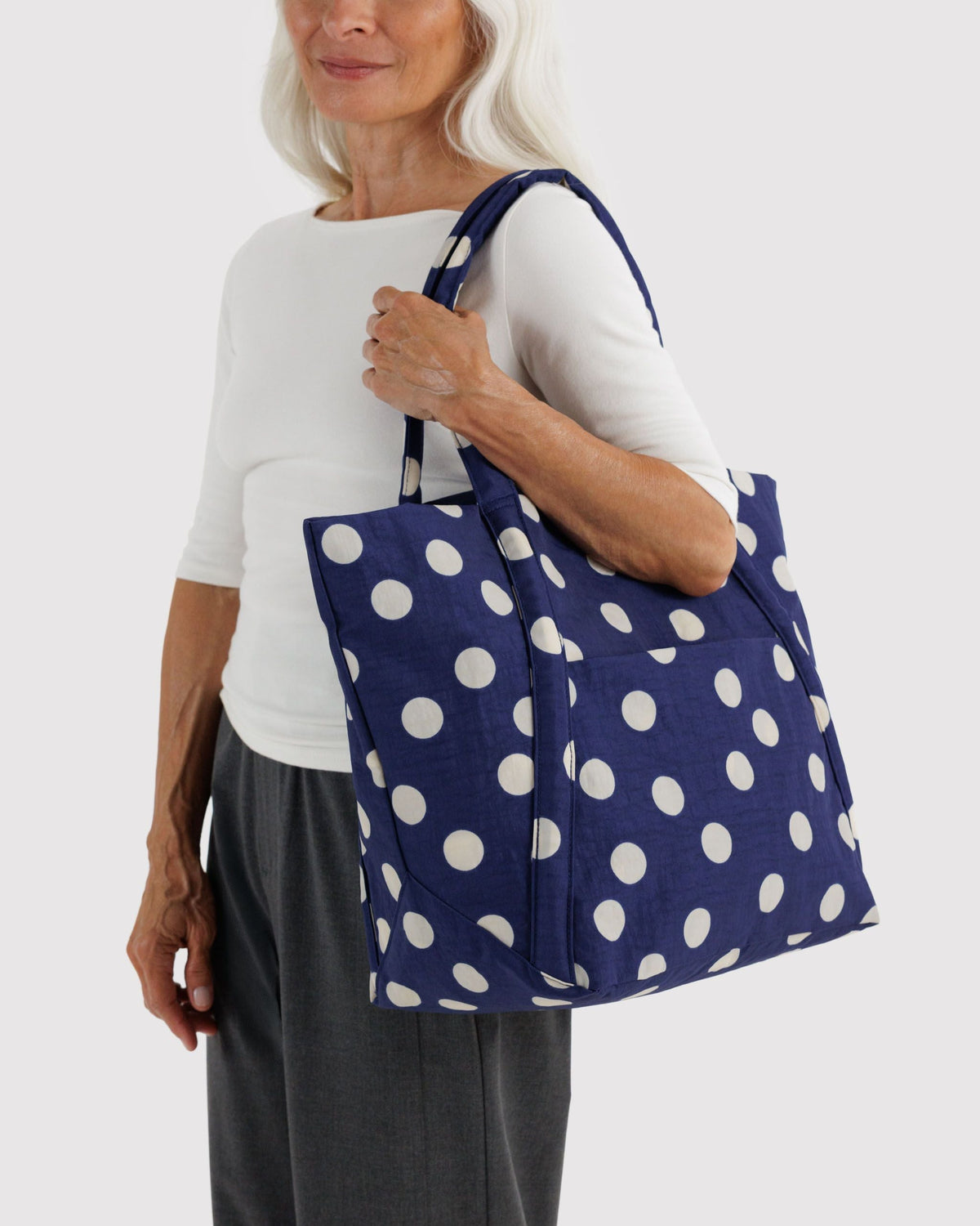 Cloud Bag - Navy and Cream Polka Dot - image 2
