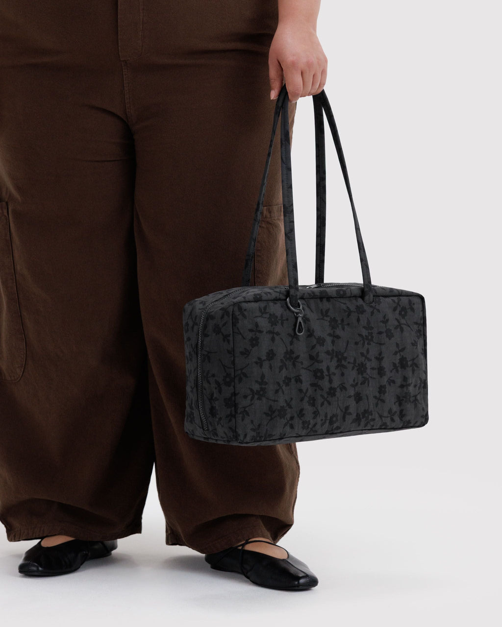 Medium Nylon Bowler Bag - Charcoal Ditsy Floral - image 3
