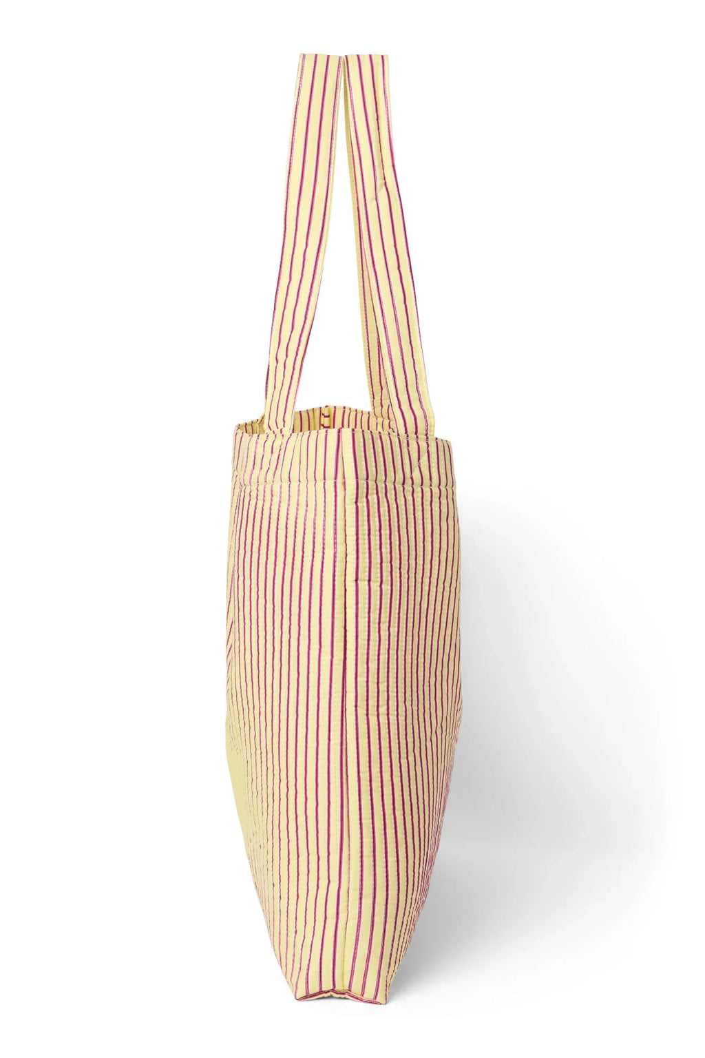 Popeline Gestreepte Mom Bag | Botergeel
