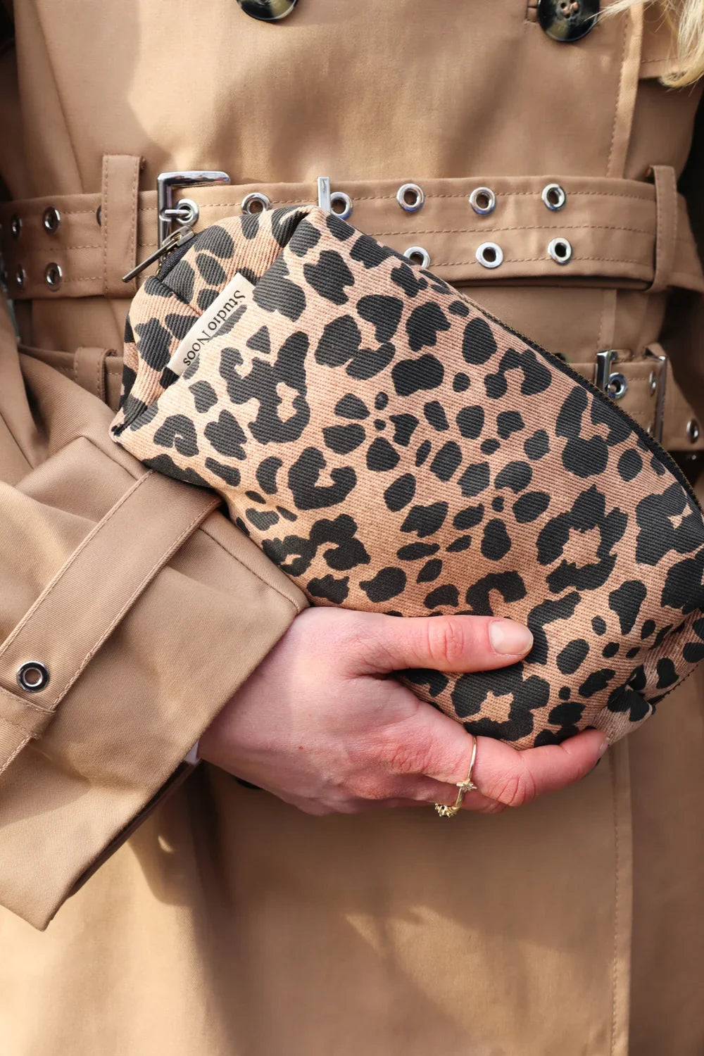 Brown Leopard Cotton Pouch