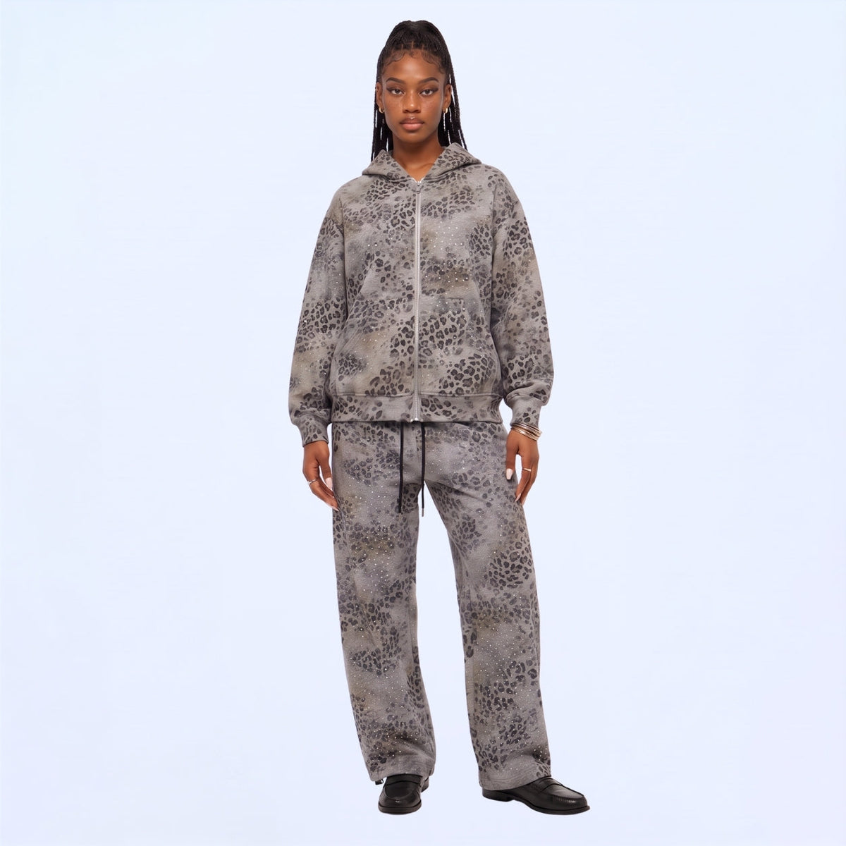 VYBES Snow Leopard Sweatpants