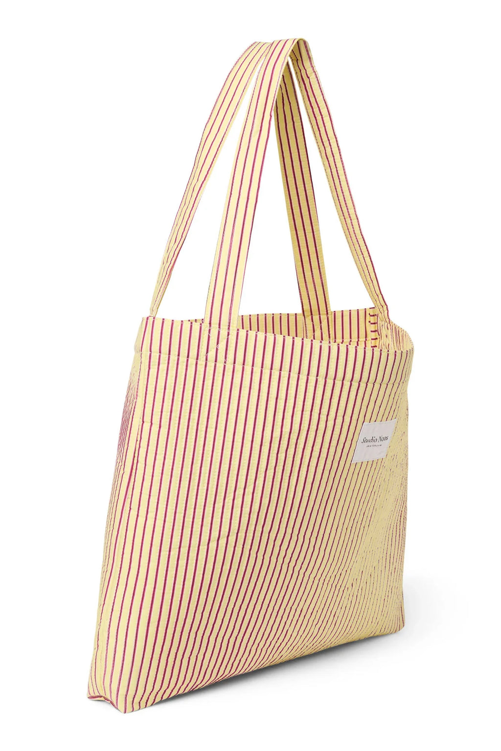Popeline Gestreepte Mom Bag | Botergeel