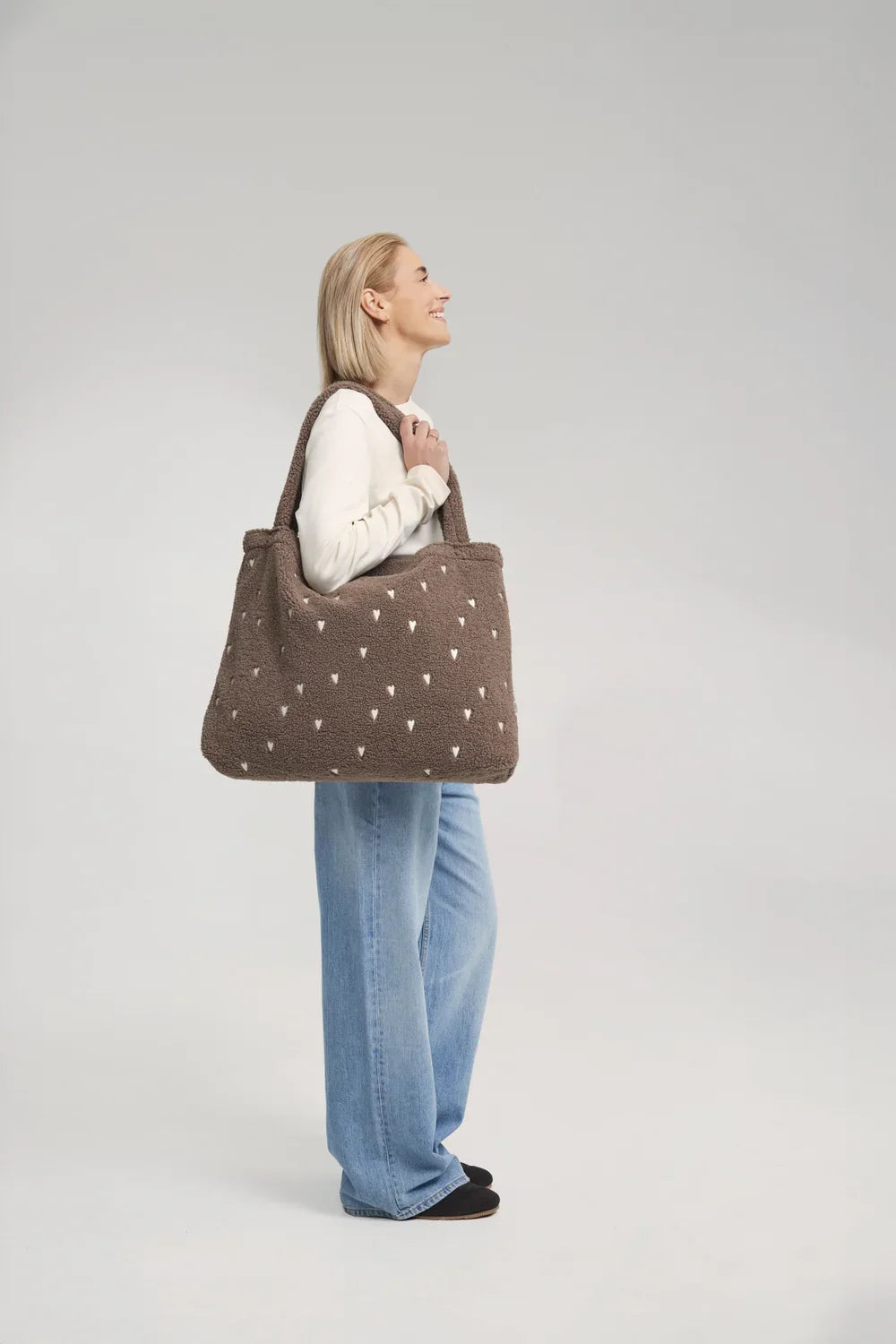 Ecru Herzen Teddy Wickeltasche