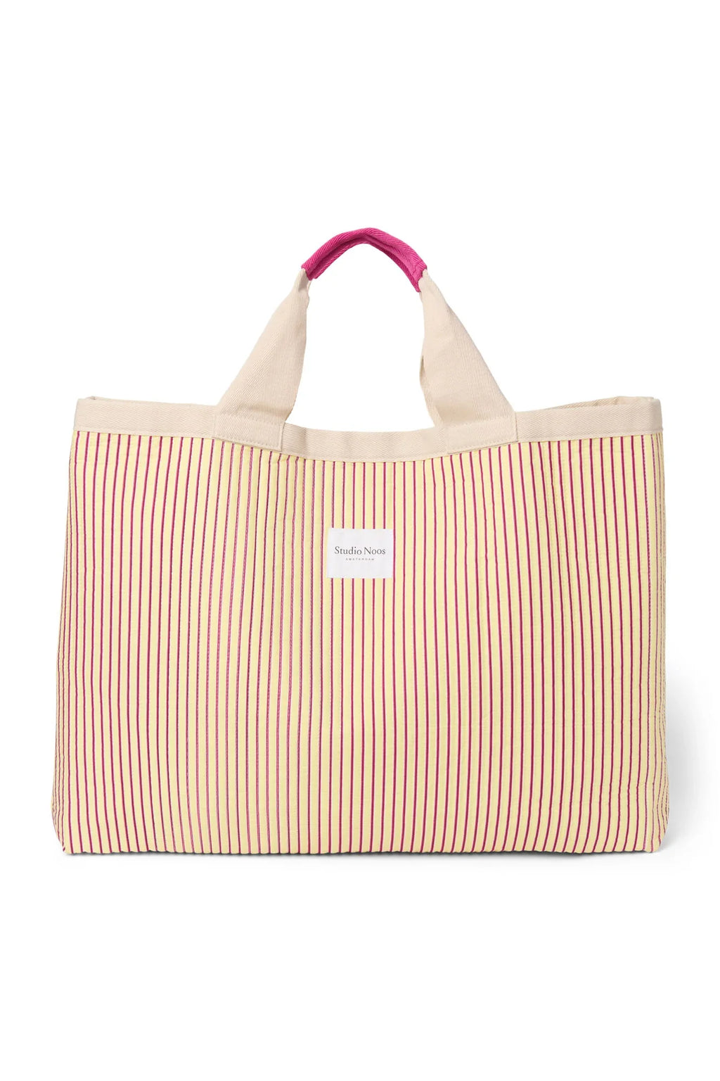 Popeline Gestreifte Strandtasche | Buttergelb