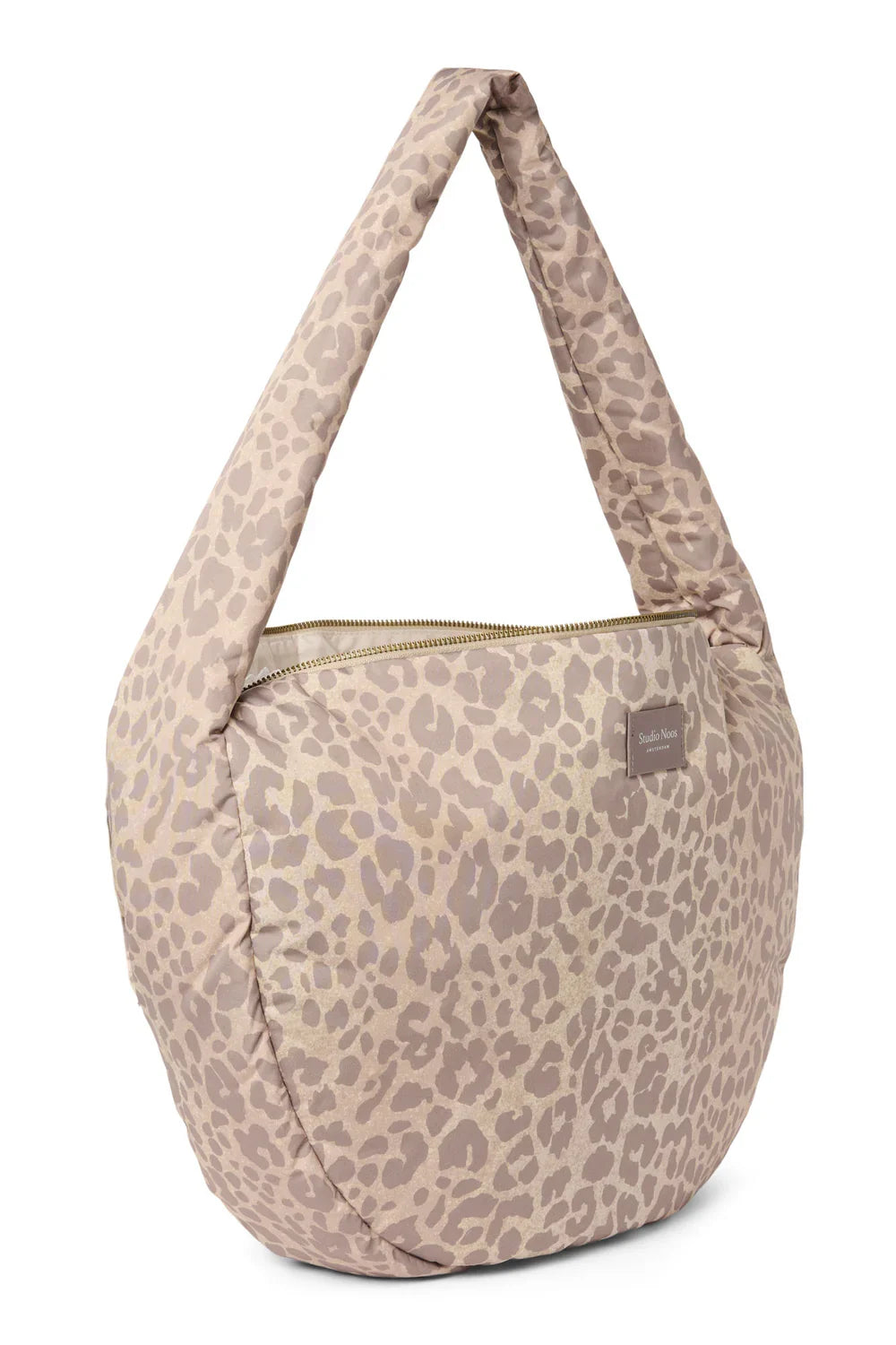 Beige Leopardenmuster-Puffy-Umhängetasche