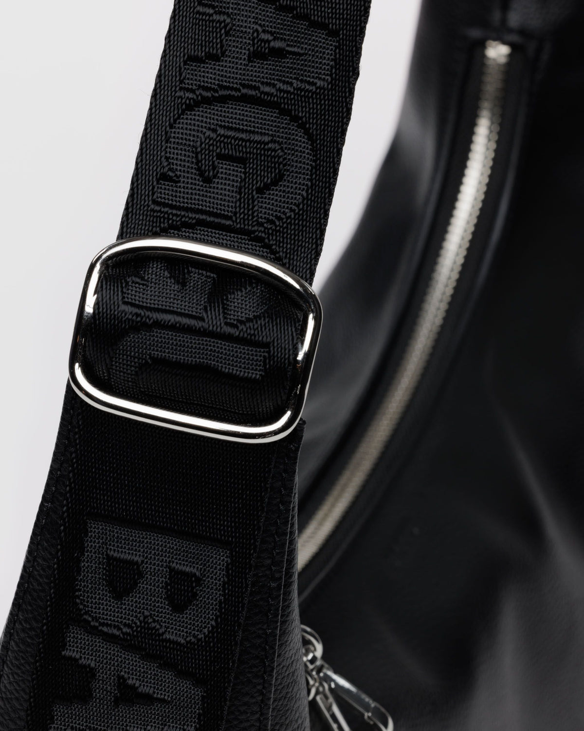 Medium Recycled Leather Crescent Bag - Black - image 5