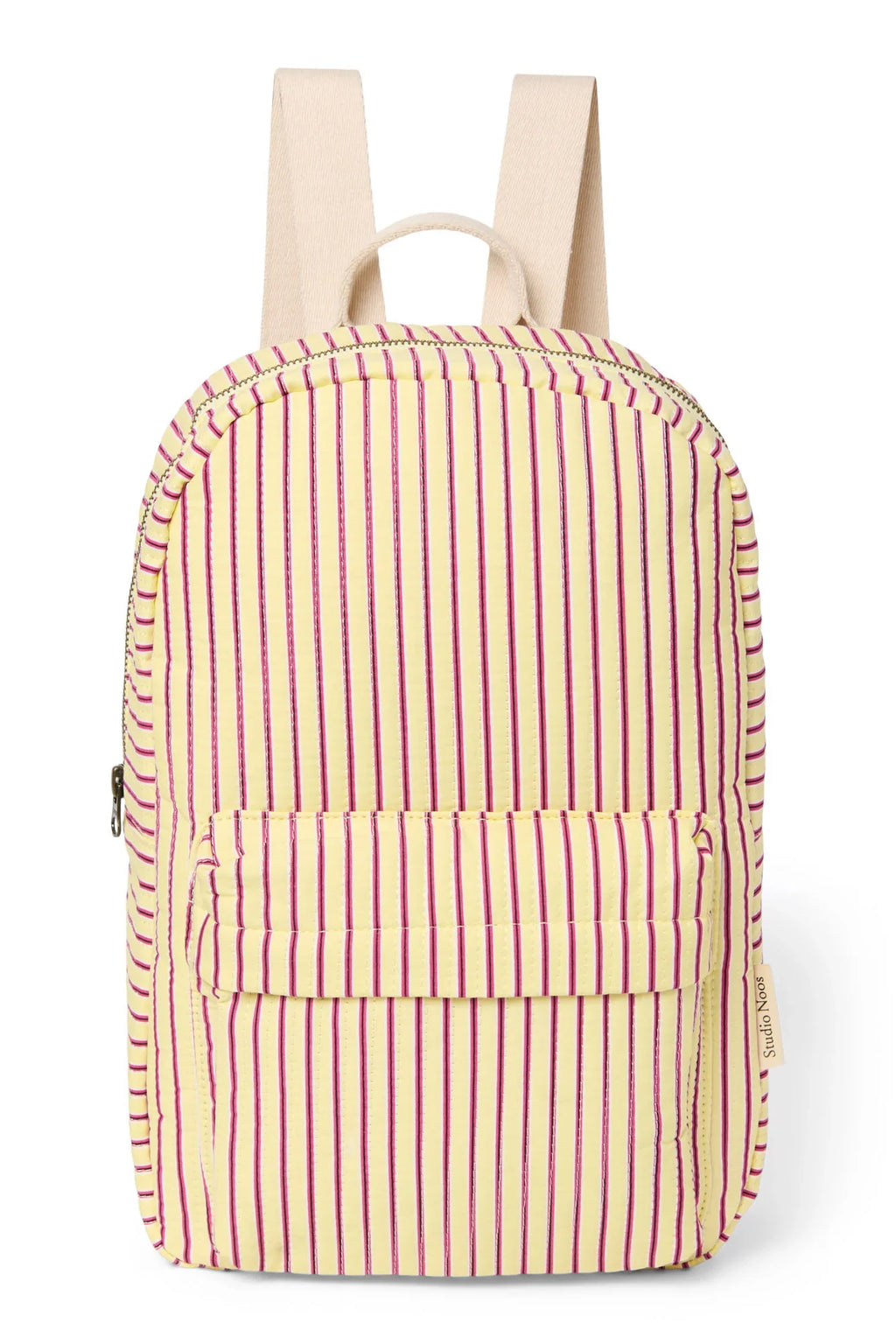 Popeline Gestreifter Midi Rucksack | Buttergelb