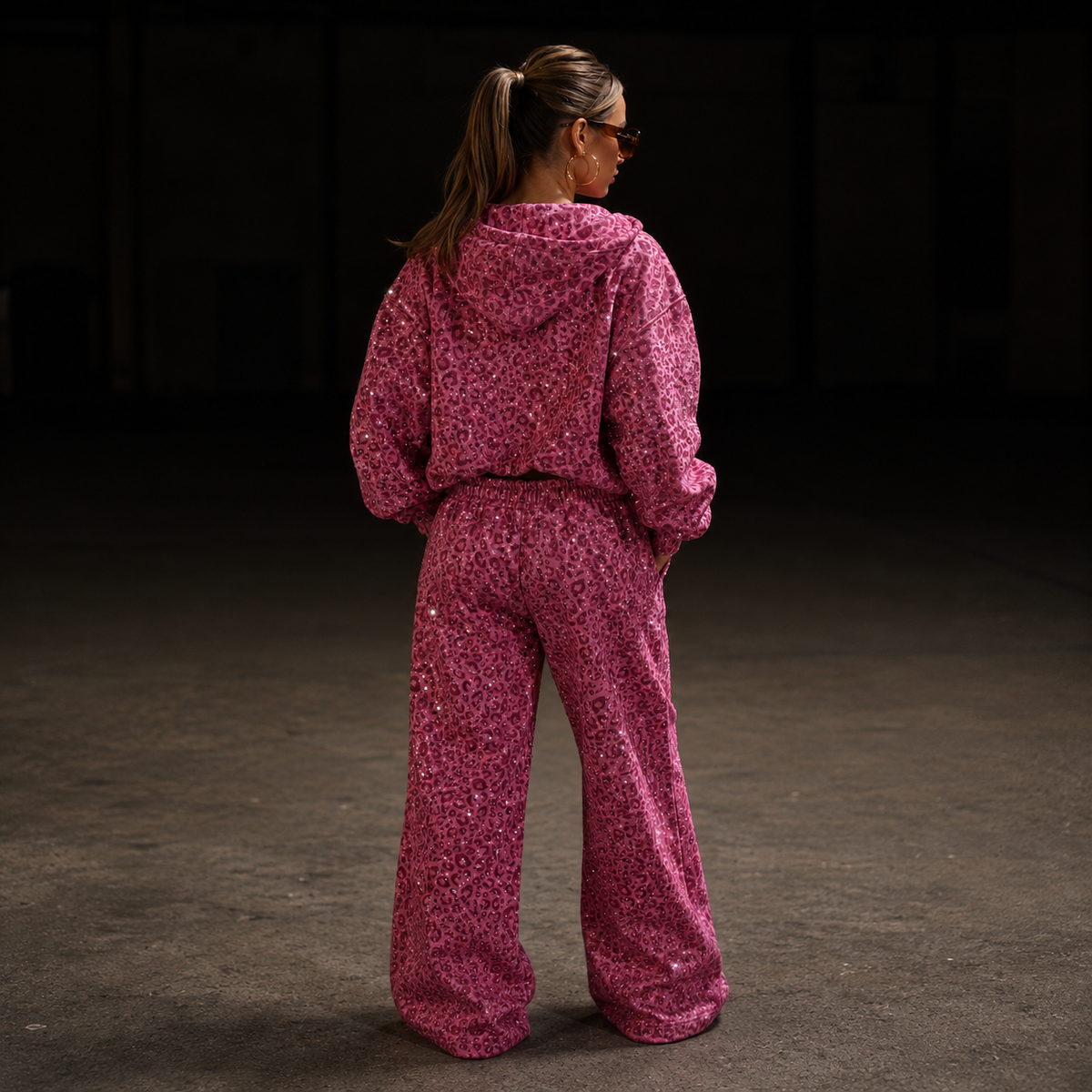 VYBES Pink Leopard Zip Up