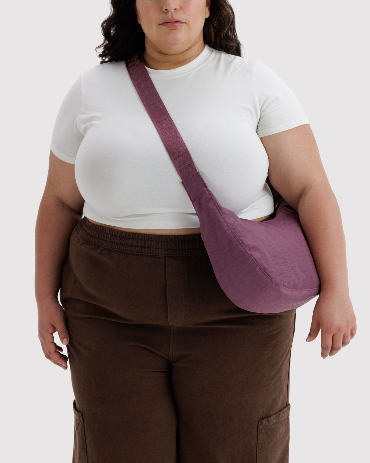 Medium Nylon Crescent Bag - Wild Plum - image 2