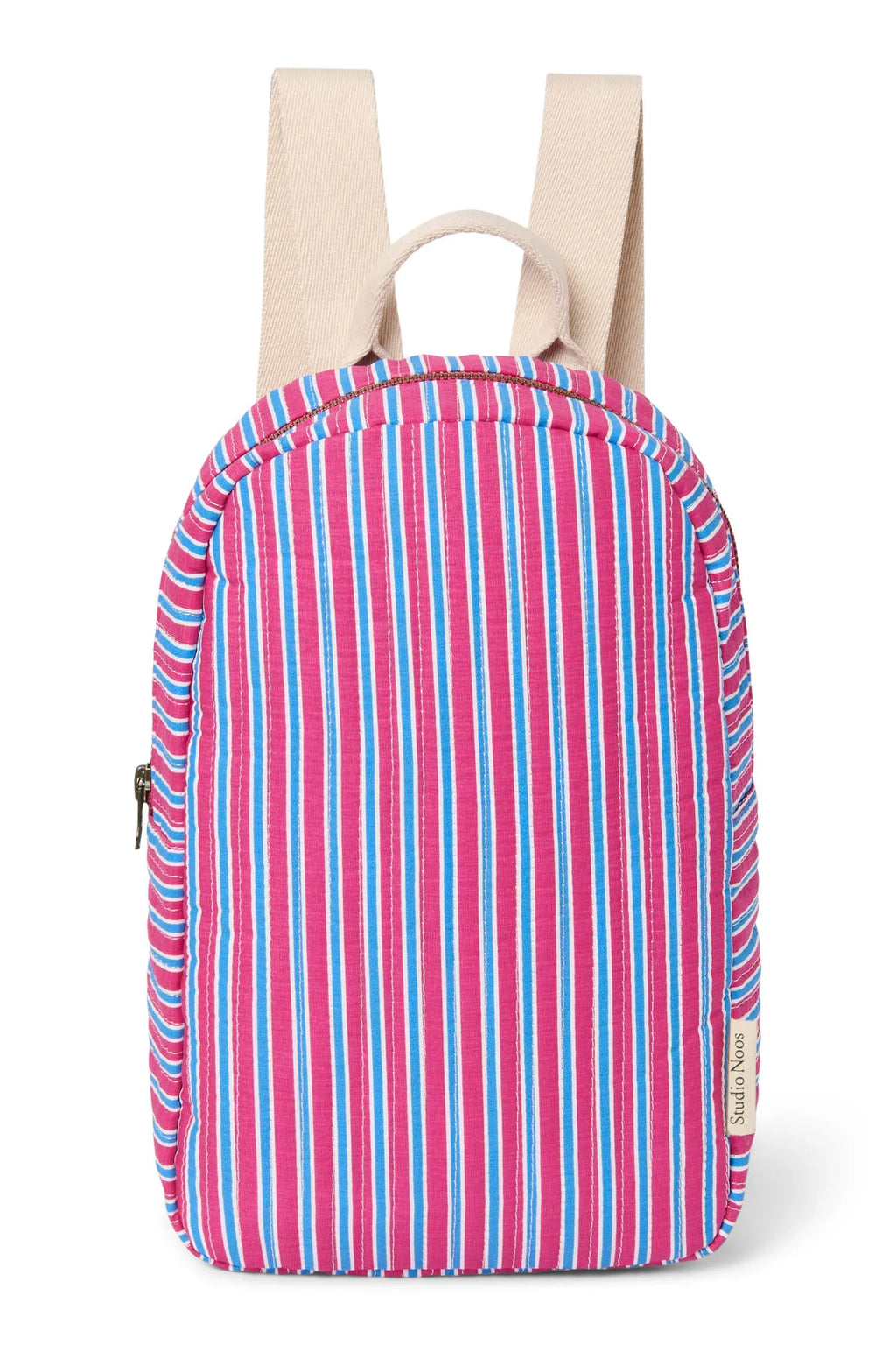 Popeline-Mini-Rucksack gestreift | Himbeer