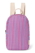 Popeline-Mini-Rucksack gestreift | Himbeer