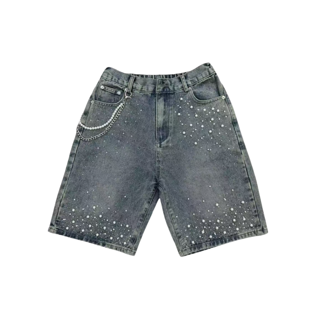VYBES Rhinestone Pearl Jorts