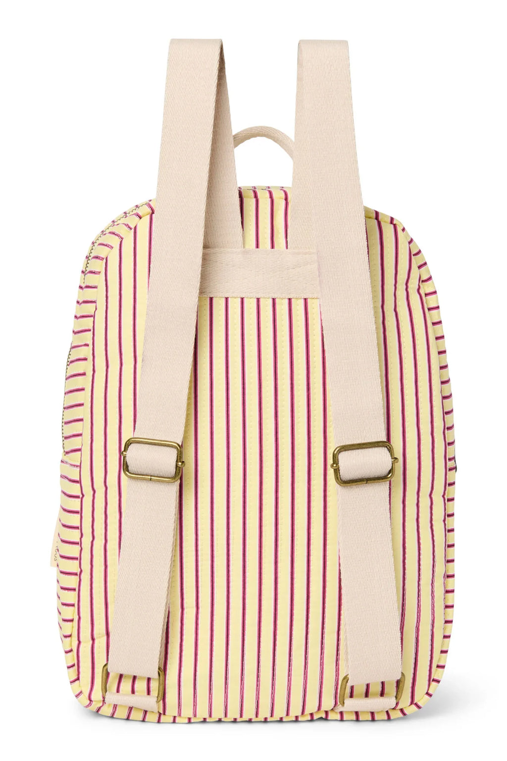 Popeline Gestreifter Midi Rucksack | Buttergelb