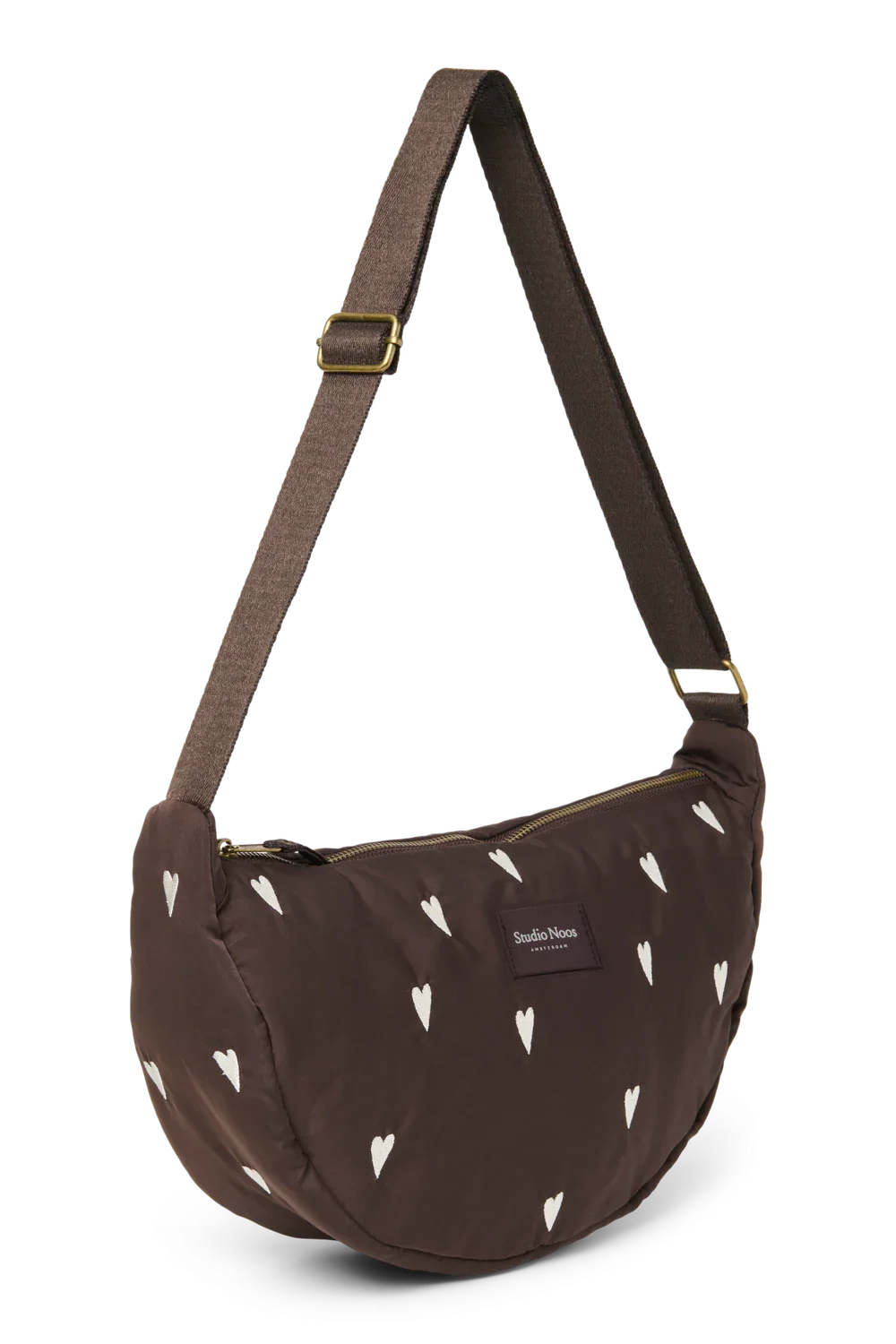 Brown Hearts Puffy Adult Fanny Pack