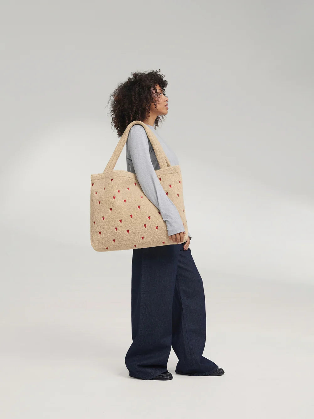 Bruine harten teddy mom bag