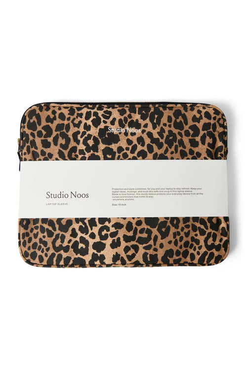 Brown Leopard Cotton Laptop Sleeve 15 Inch