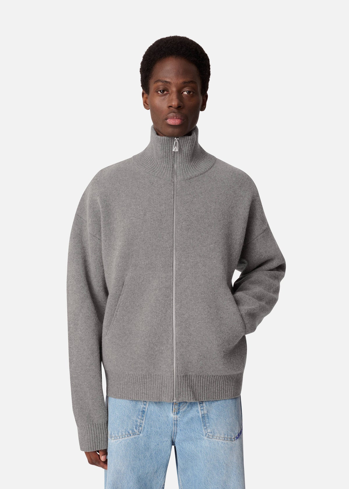 Core Zip-Up Sweater - Grey Melange - image 2