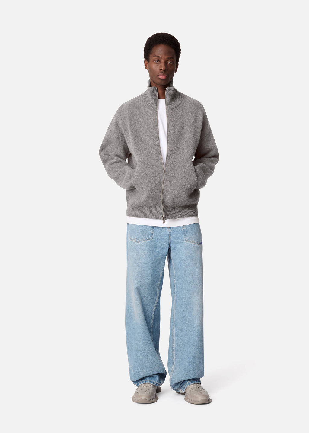Core Zip-Up Sweater - Grey Melange - image 4