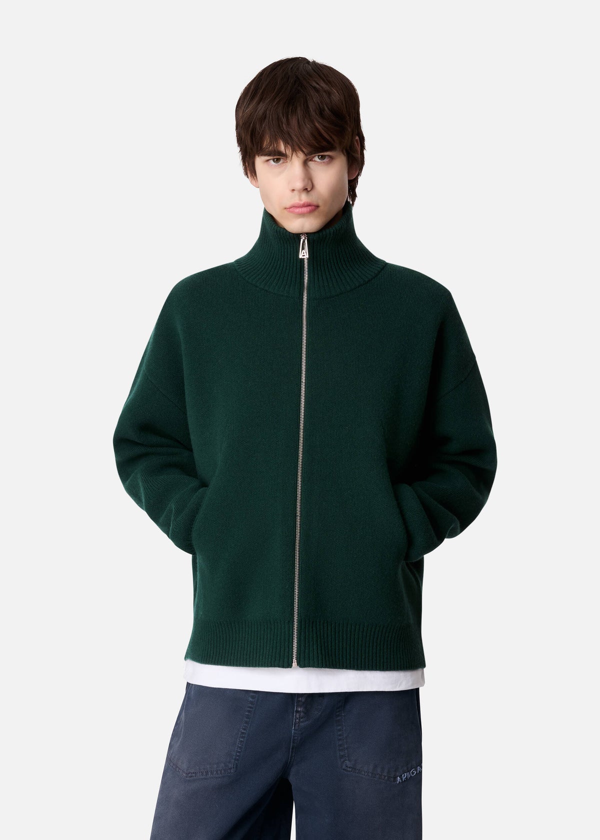 Core Zip-Up Sweater - Dark Green - image 5