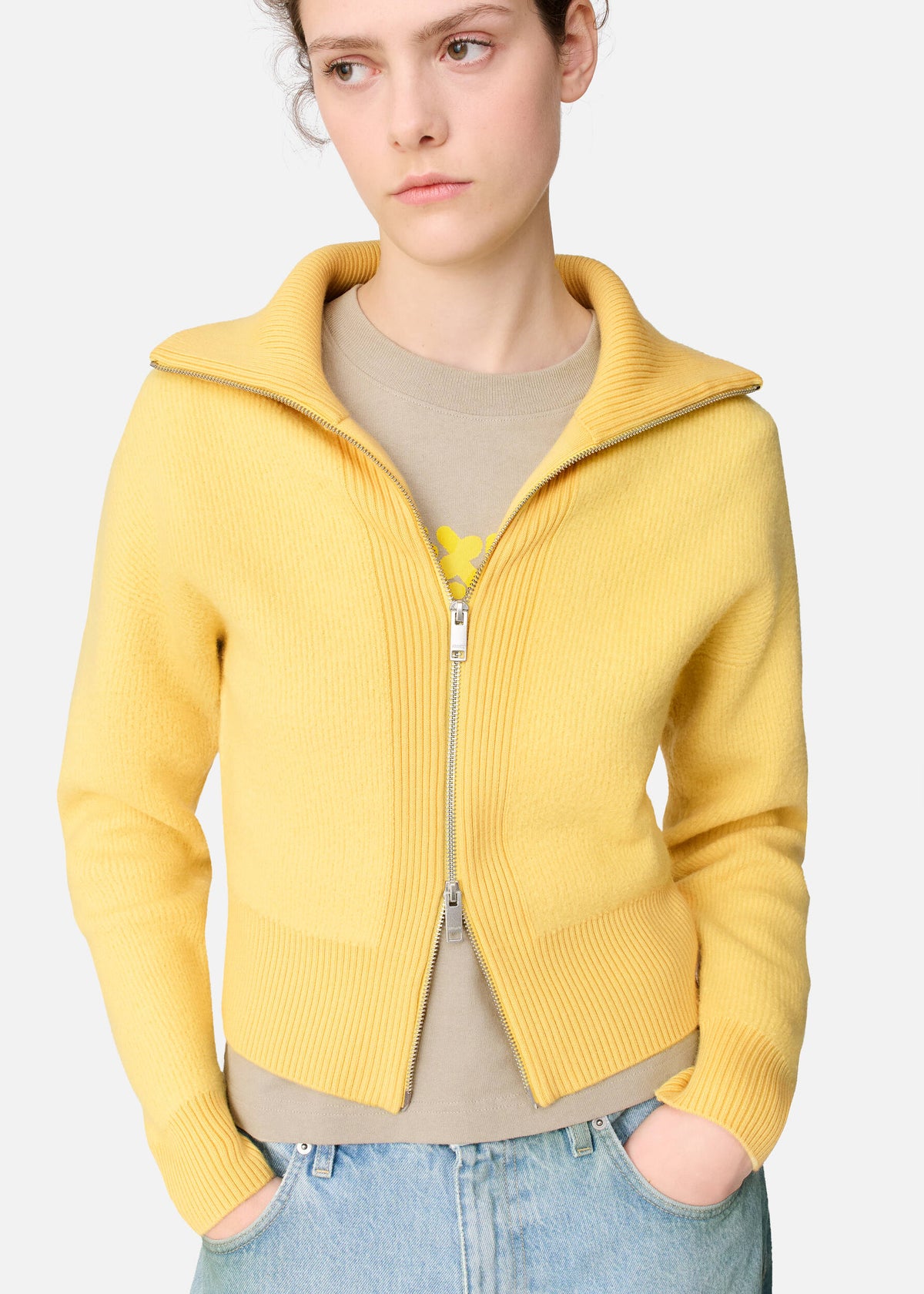Verve Zip-Up Cardigan - Yellow - image 6