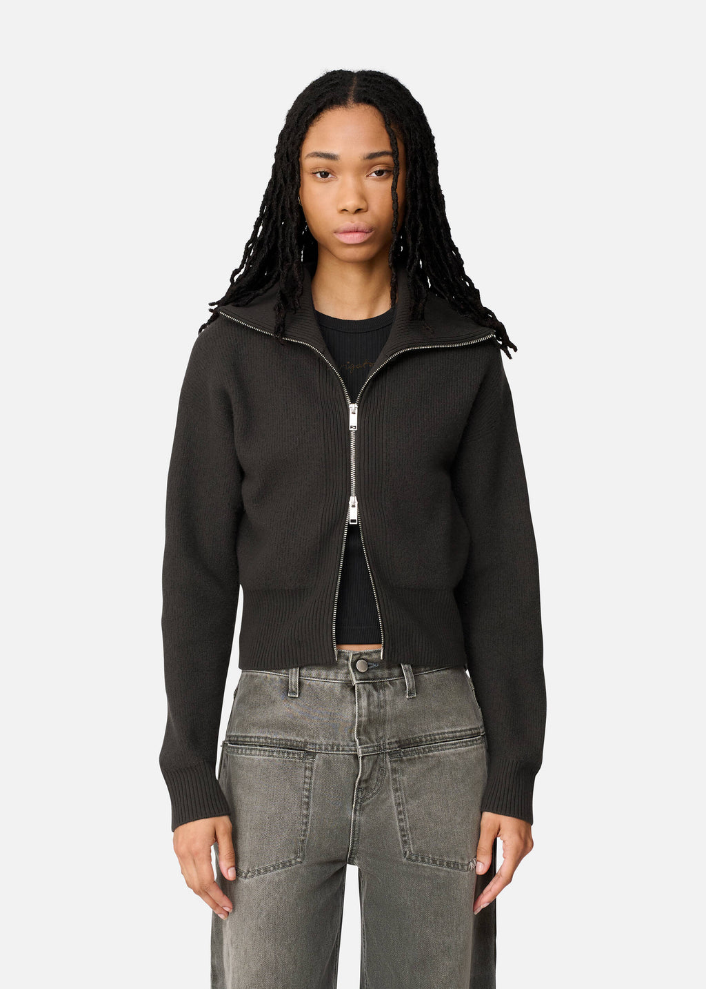 Verve Zip-Up Cardigan - Dark Grey - image 2