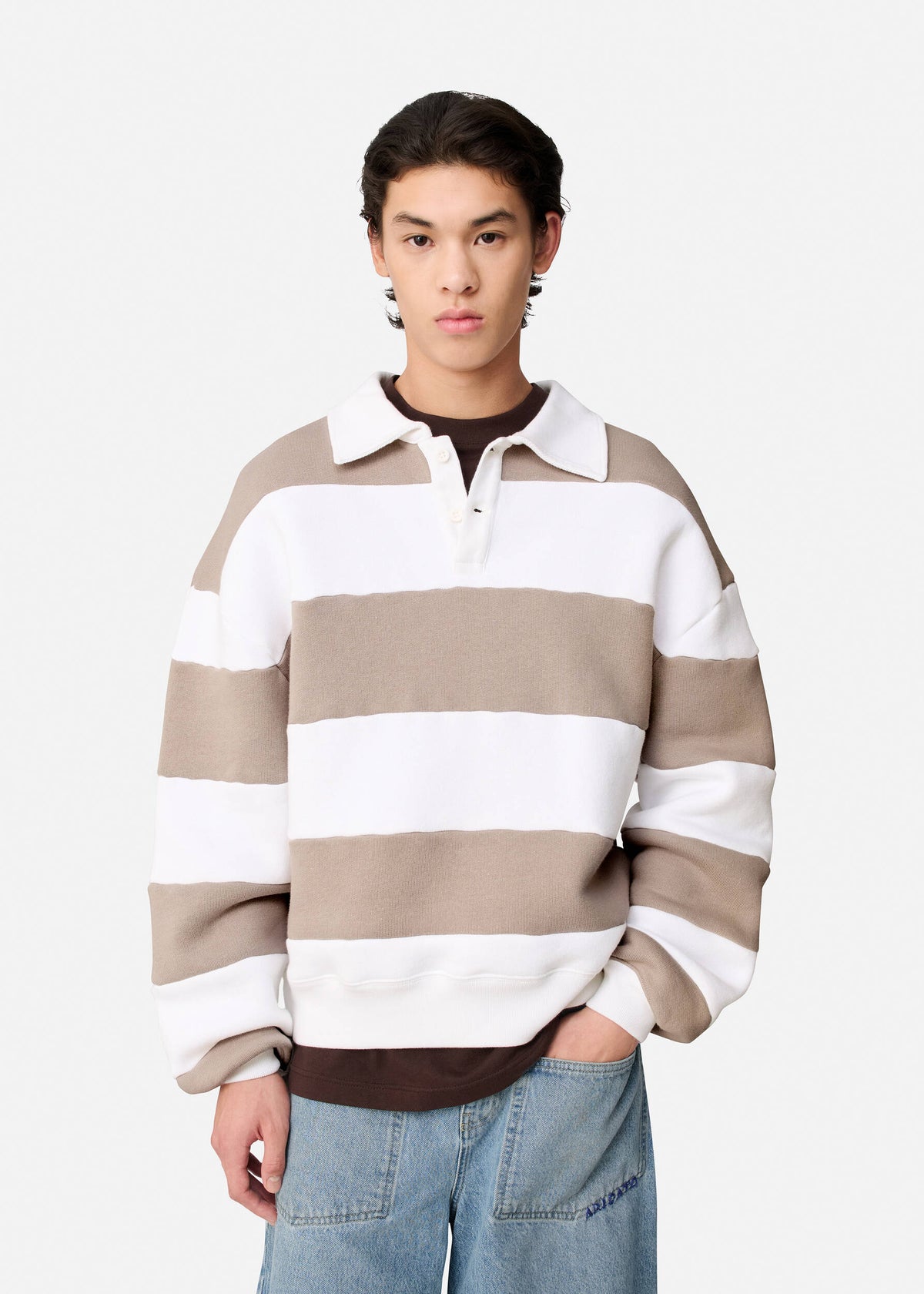 Shift Striped Sweatshirt - White/Stone - image 2