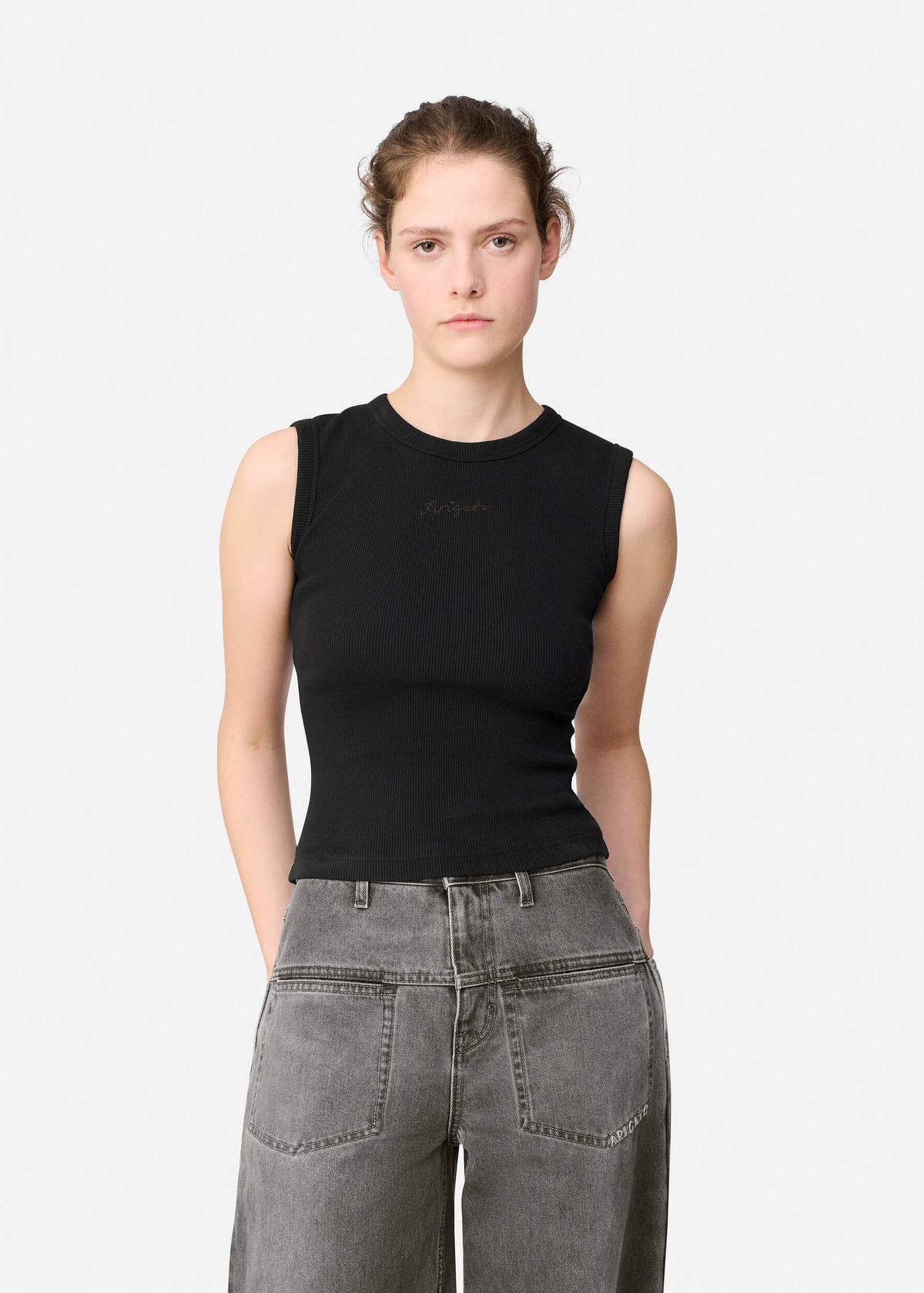 Scoop Ribbed Tank - Black - image 2