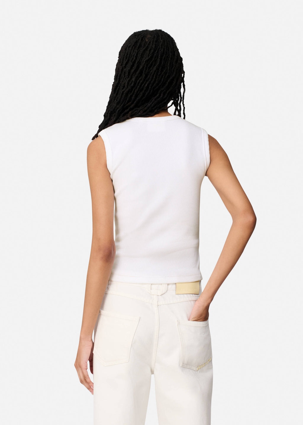Scoop Ribbed Tank - White - image 3