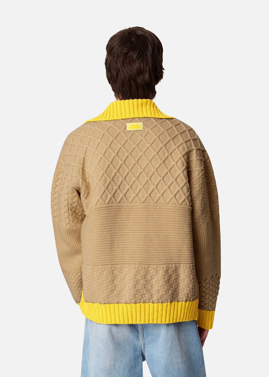 Textured Franko Cardigan - Camel/Yellow - image 3