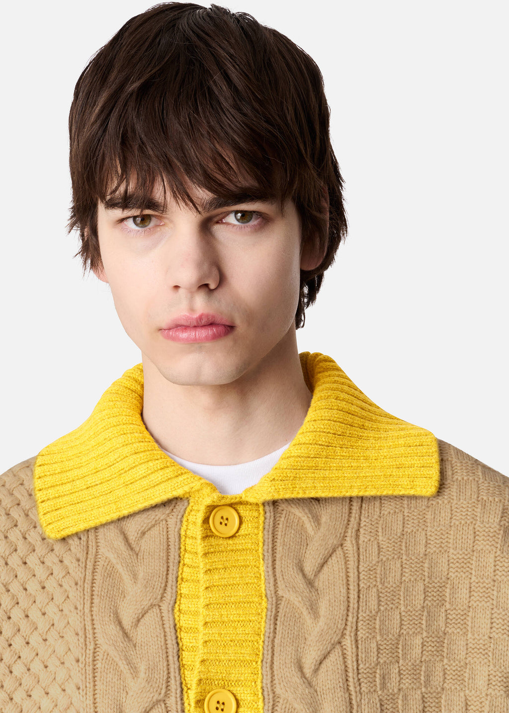 Textured Franko Cardigan - Camel/Yellow - image 6