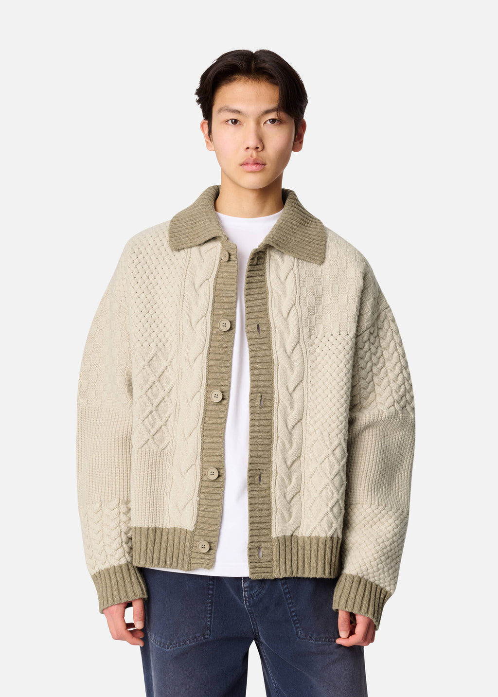 Textured Franko Cardigan - Light Beige/Beige - image 2