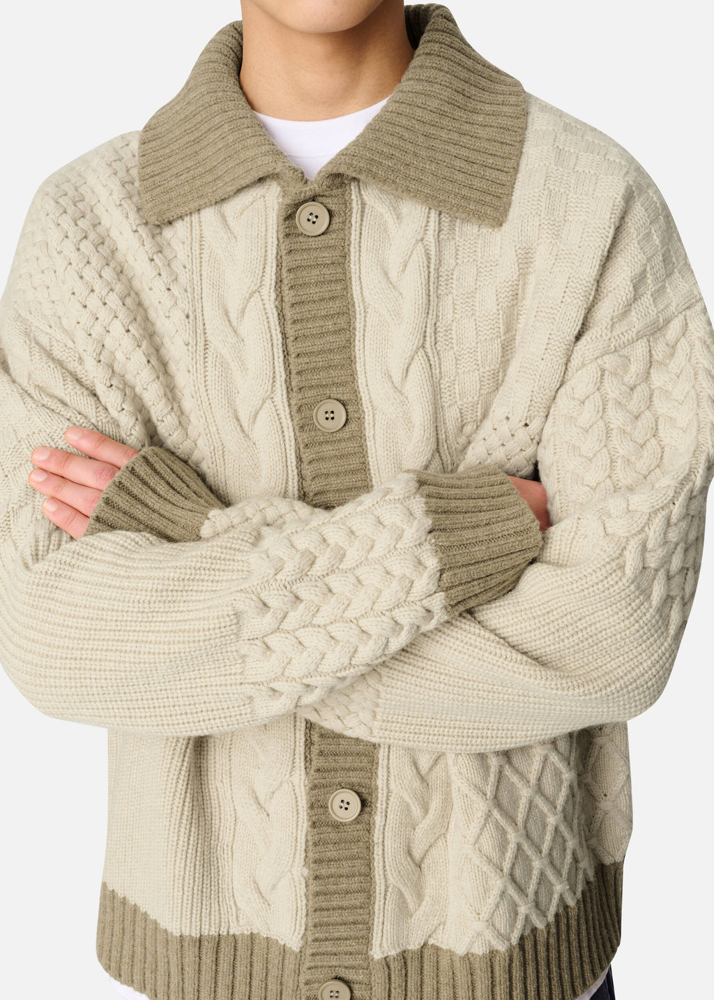 Textured Franko Cardigan - Light Beige/Beige - image 6
