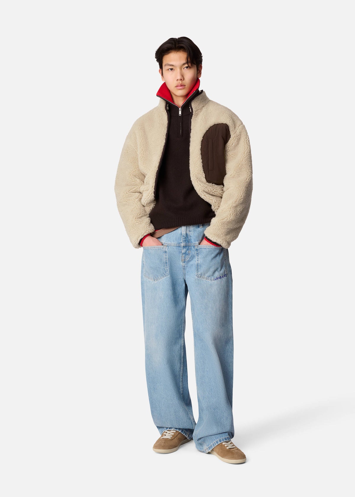 Trace Half Zip Sweater - Dark Brown/Red - image 4