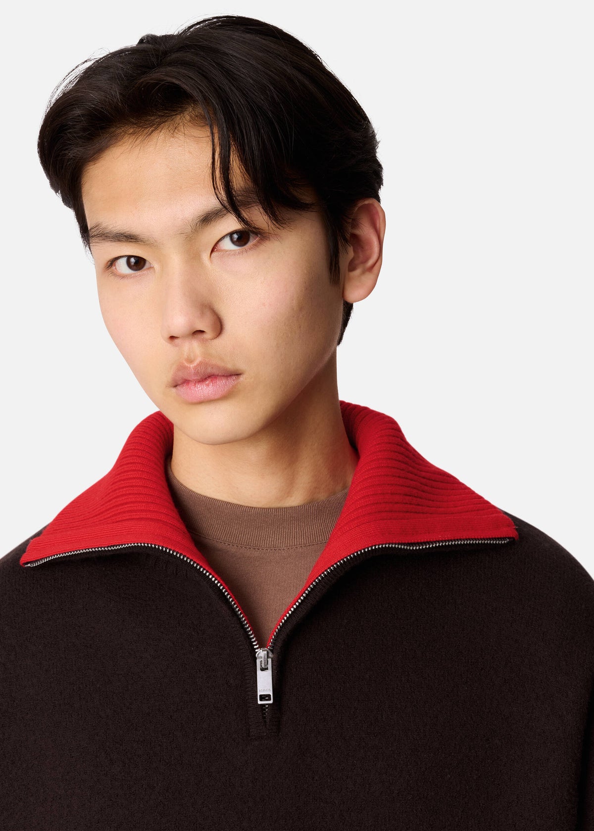 Trace Half Zip Sweater - Dark Brown/Red - image 6