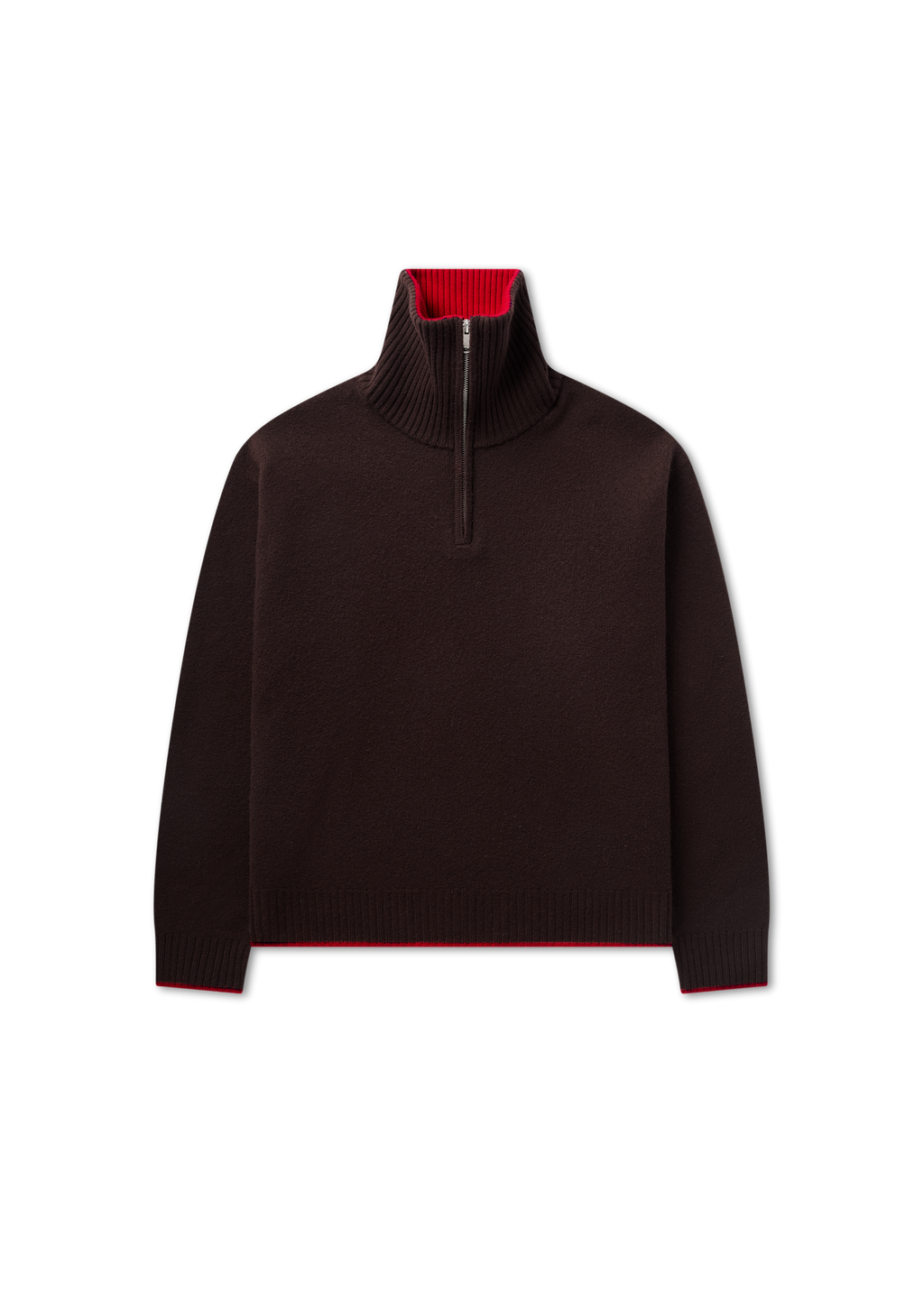 Trace Half Zip Sweater - Dark Brown/Red - image 1