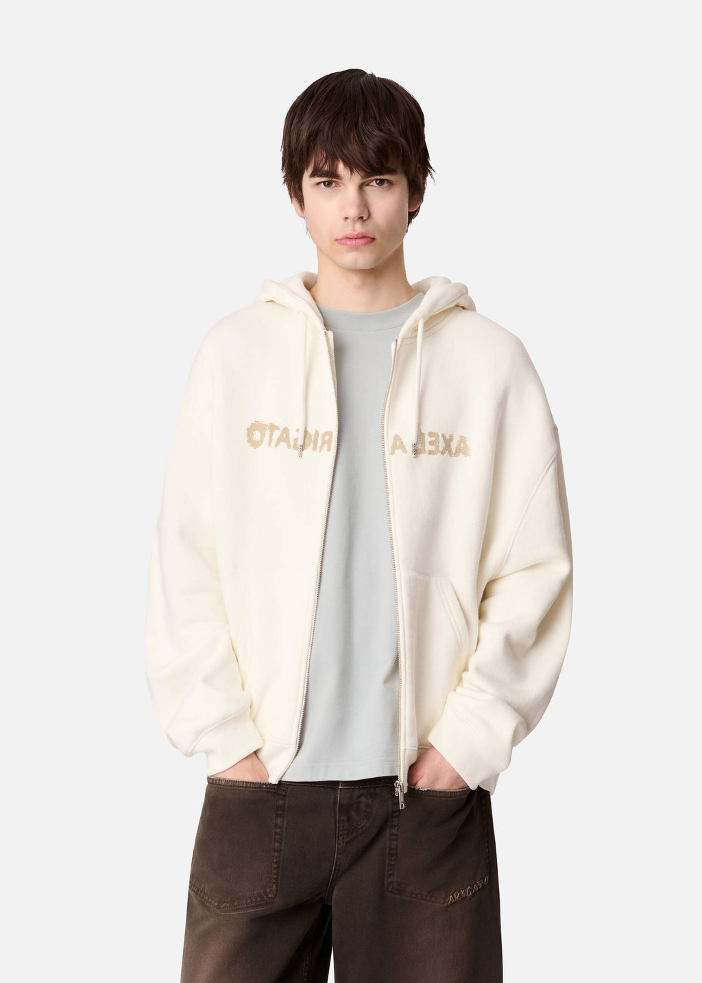 Rhys Zip Thru Hoodie - Cream - image 5